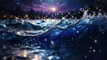 Midnight Ocean Wave Splash Wallpaper