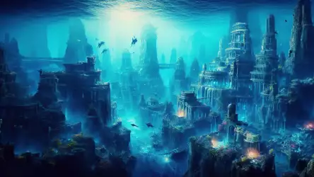 Mysteries of the Deep: An Underwater City Wallpaper