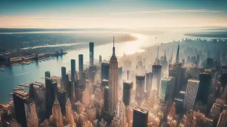 New York City Skyline - A Breathtaking Aerial View Over Skyscrapers and the Hudson River