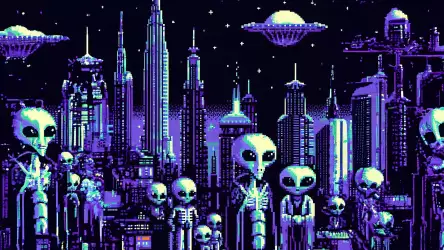 Pixel Art Aliens Invade the City