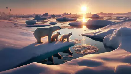 Polar Bears at Sunset