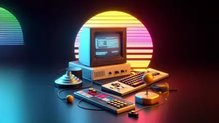 Retro Computer on Desk: Nostalgia in the 80s