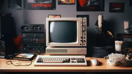 Retro Computer on the Desk Wallpaper