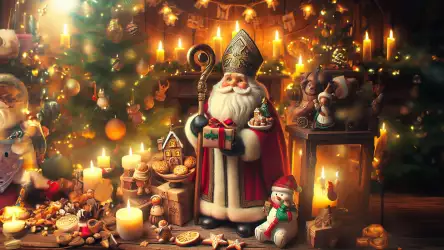 Saint Nicholas Figurine with Christmas Decoration