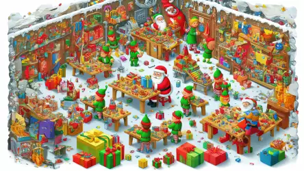 Festive 3D Delight: Santa's Workshop Christmas Wallpaper