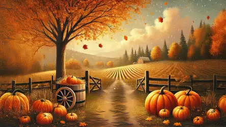 Autumn Farm Landscape Wallpaper