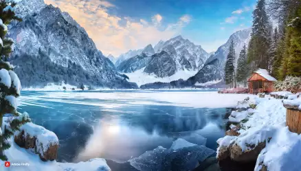 Winter Serenity: Lake in the Hills