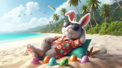 Easter Bunny at the Beach Wallpaper
