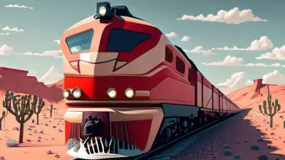 Futuristic Train Speeding Through Desert