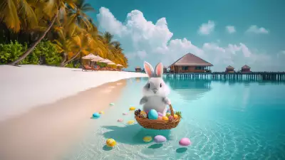 Easter Bunny on Beach Wallpaper