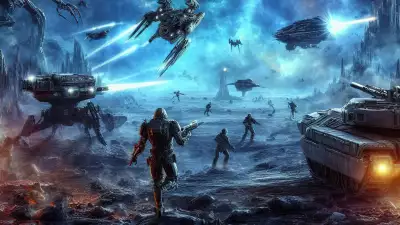 Alien Invasion Fantasy Wallpaper - Intense Battle Scene