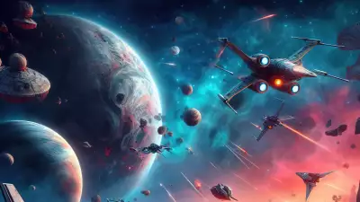 Fantasy Space Fight wallpaper depicting an epic galactic battle