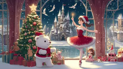 A girl gracefully dancing in a Santa dress, capturing the joyful spirit of holiday dance