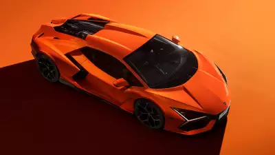 Aerial view of the Lamborghini Revuelto showcasing its sleek design and performance capabilities