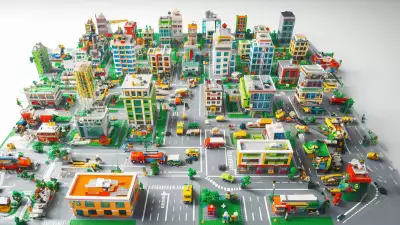 Lego City Blocks Wallpaper - Kids building a colorful city with Lego bricks