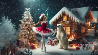 Ballerina dancing a Christmas ballet, portraying the whimsy of the Ode to the Bear performance