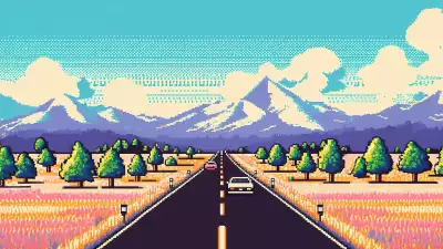 Pixel Art C64 Style Road and Cars Wallpaper