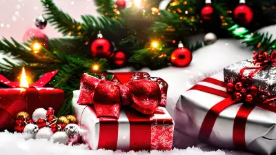 Illustration of beautifully wrapped Christmas gifts arranged beneath a festively decorated Christmas tree, capturing the joy and delight of festive gift-giving