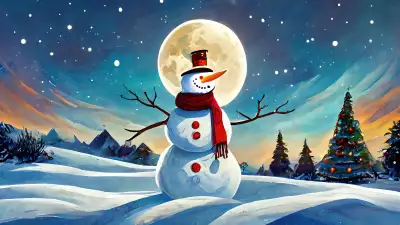 Winter Fun Building Snowman Wallpaper - Children joyfully building a snowman in a snowy landscape