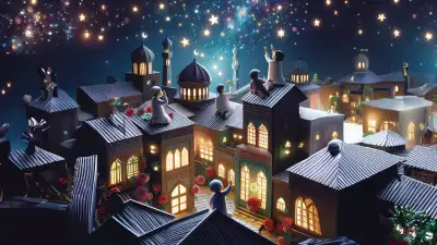 Winter Night Fantasy City Wallpaper - A magical snowy cityscape with twinkling lights and towering spires