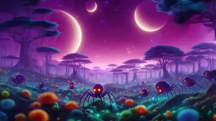 Alien Forest Under a Triple Moon