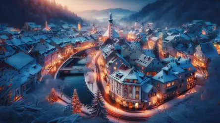 Charming Winter Town at Dusk