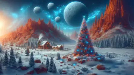 Cosmic Winter Wonderland with a Christmas Tree