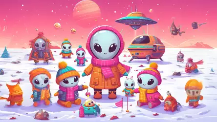 Adorable Aliens on a Snowy Planet