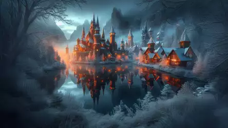 Enchanted Winter Village Reflection