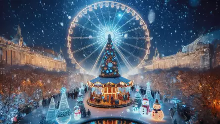 Festive Winter Carnival with Ferris Wheel