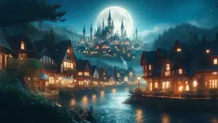 Moonlit Village and Enchanted Castle