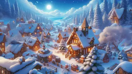 Moonlit Winter Village