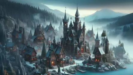 Mystical Castle in Winter Village