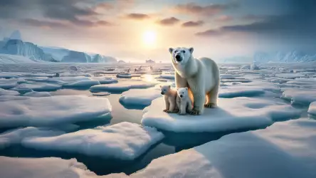 Polar Bear Family in the Arctic