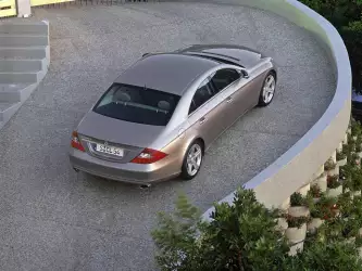 Silver Mercedes CLS, view from top